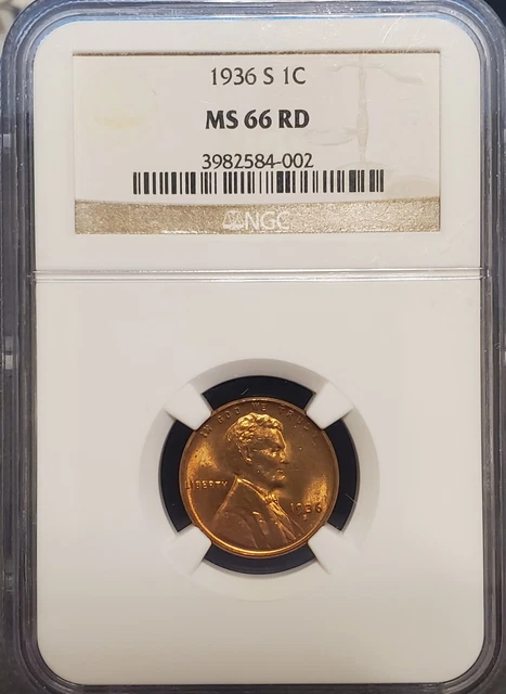 1936 S  Lincoln Head Cent  NGC  MS66 RD   Another Beautiful mid 30's Wheatie