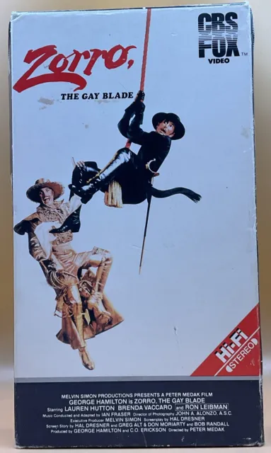 Zorro, The Gay Blade VHS 1981, 1984 CBS FOX **Buy 2 Get 1 Free**
