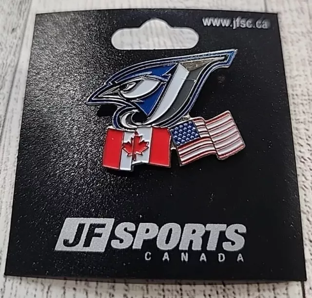 MLB Baseball Toronto Blue Jays Canada American Flag Collectible Lapel Hat Pin