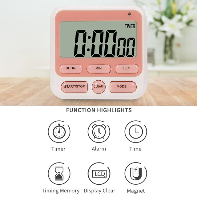 DIGITAL STOPWATCH KITCHEN Countdown Timer Alarm Reminder Clock (Pink) 10.19 PicClick AU