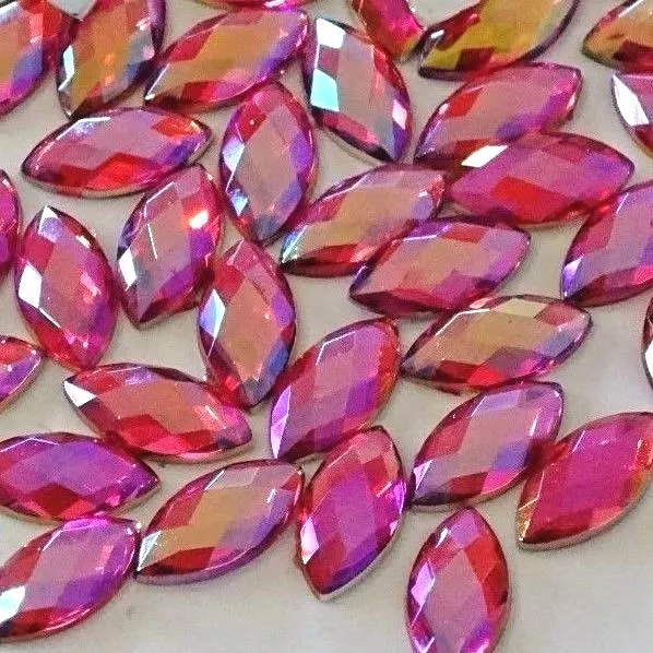 100pcs x 6x12mm ROSE AB Horse Eye Strass Crystal Non-Hotfix Acrylic Rhinestones