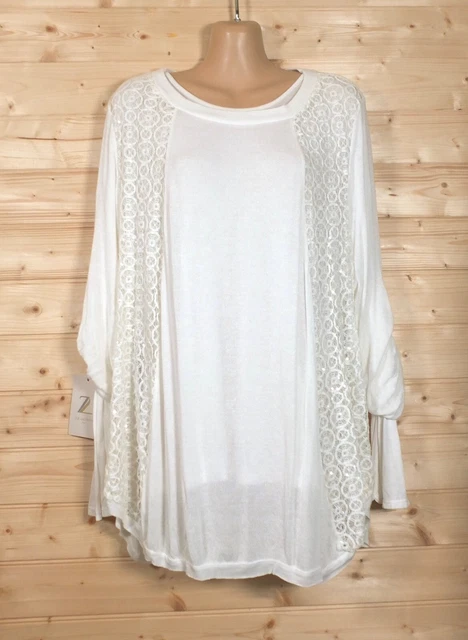 Maglione a tunica a strati MADE IN ITALY in avorio lavorato a maglia fine nuovo con etichette, taglia unica
