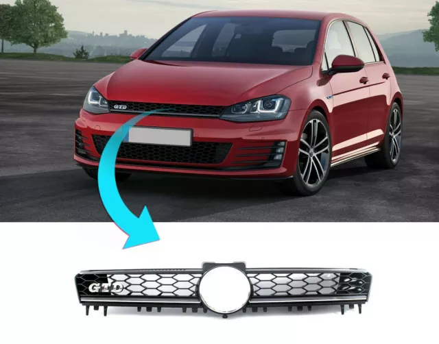 VW Golf Mk7 GTD 2013-2017 Front Bumper Main Centre Grille With Chrome Moulding