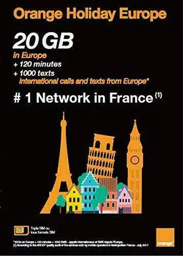Scheda SIM dati prepagata vacanza trio 4G/LTE tethering 20GB minuti Europa e testo