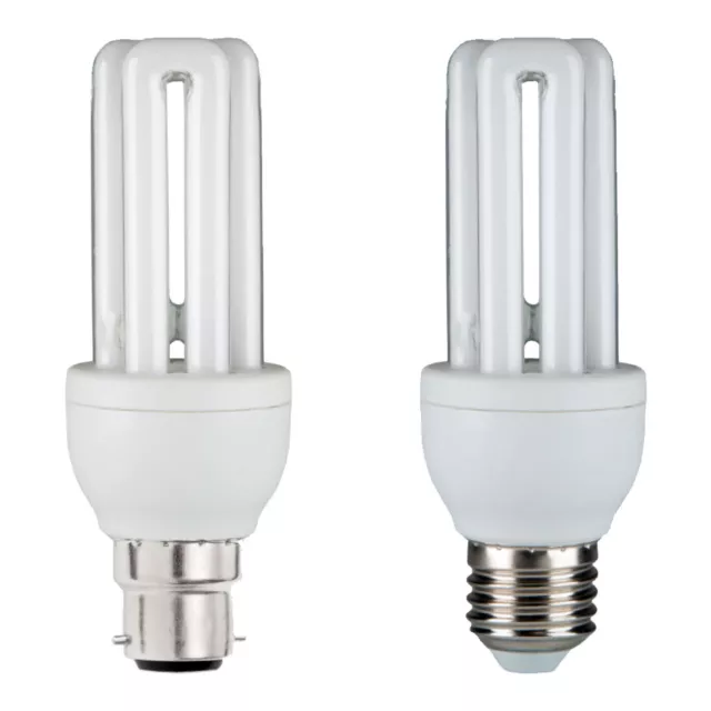 BRANDED Energy Saving CFL 3U 11W Light Bulbs BC Bayonet B22 or ES E27 Cap PACK