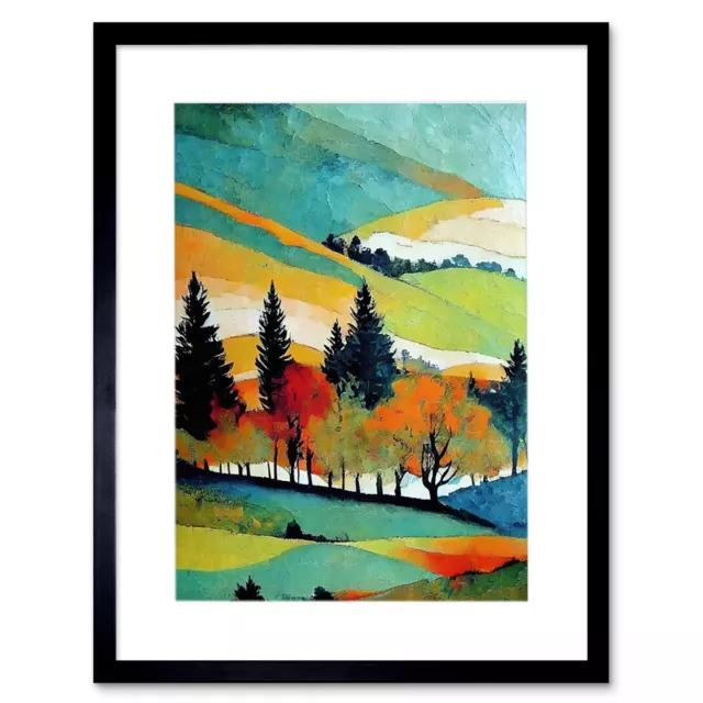 Autumn Oil Landscape Scotland Hillside Framed Wall Art Print Picture 12X16