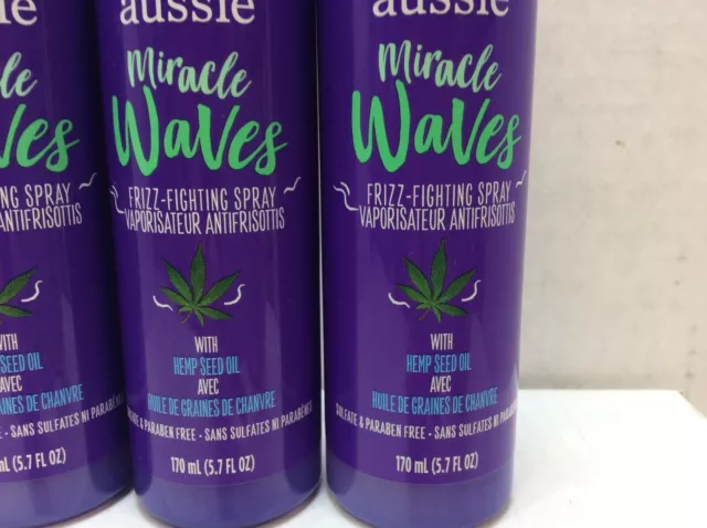 Aussie Miracle Waves Frizz-Fighting Spray with Hemp Seed Oil, 5.7oz, LOT OF 3 2