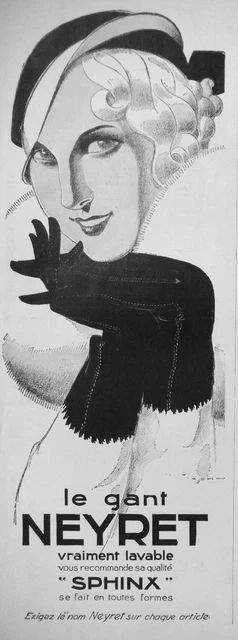 Publicite De Presse 1932 Le Gant Neyret Sphinx Vraiment Lavable - Advertising