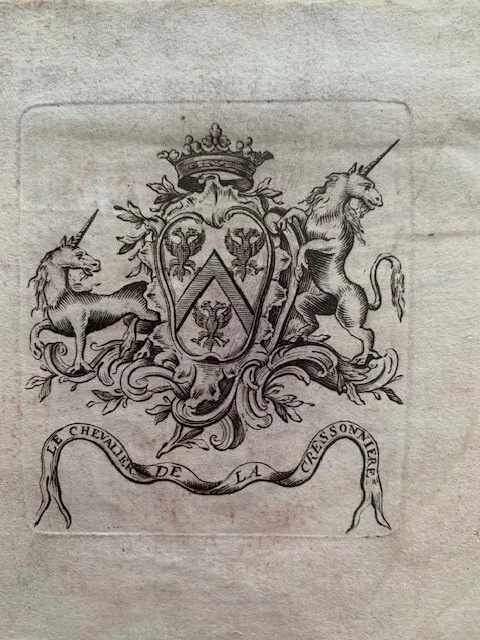 Ex-libris AMPLEMAN DE LA CRESSONIÈRE, 65 x 60 mm, A2584