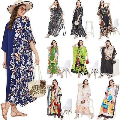 Women Kaftan Kimono Dress Summer Beach Wear Cover-Up Plus Size Long Maxi Dress