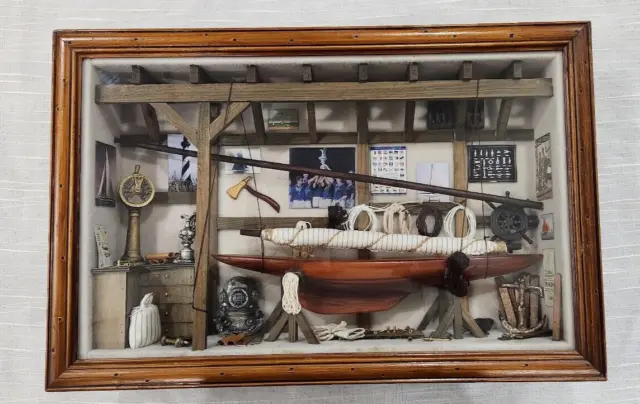 NAUTICAL SHADOW BOX Diorama Boat Decor Fishing Cabin Decor Man Cave  Decoration $239.99 - PicClick