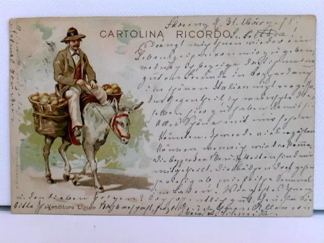 sehr seltene AK Cartolina Ricordo, Venditore Ligure; 1898, coloriert