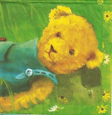 Lot de 3 Mouchoirs en papier Ours Belle en été Decoupage Collage Decopatch 