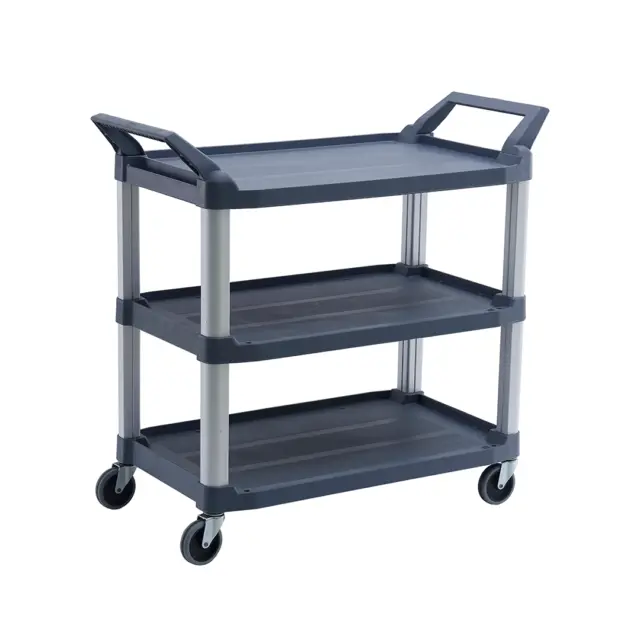 TRUST® Commercial 3 Tier Large Utility Service Cart Grey