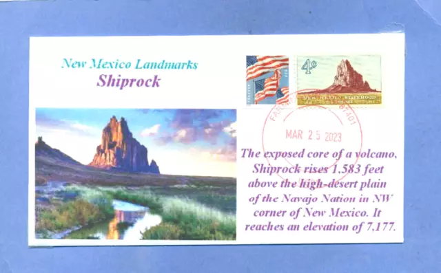 SHIPROCK New Mexico Navajo Nation Landmark Color Photo Cachet Handstamp PM