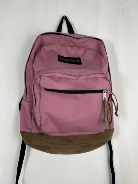 JANSPORT RIGHT PACK backpack pink brown suede bottom 17x12x5 $24.49 ...