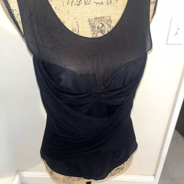 La Perla Sz 46 Black Corset Blouse With Boning And Underwire