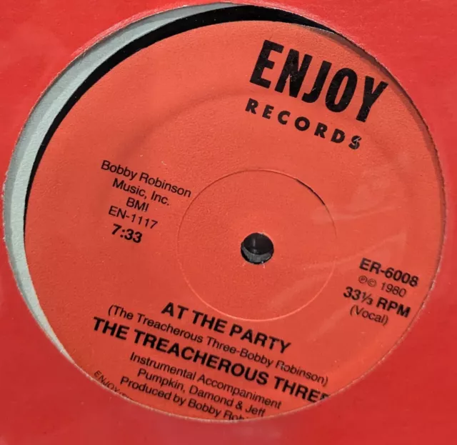 THE TREACHEROUS THREE At The Party ORIGINAL 1st ENJOY Press Boogie RAP 12"