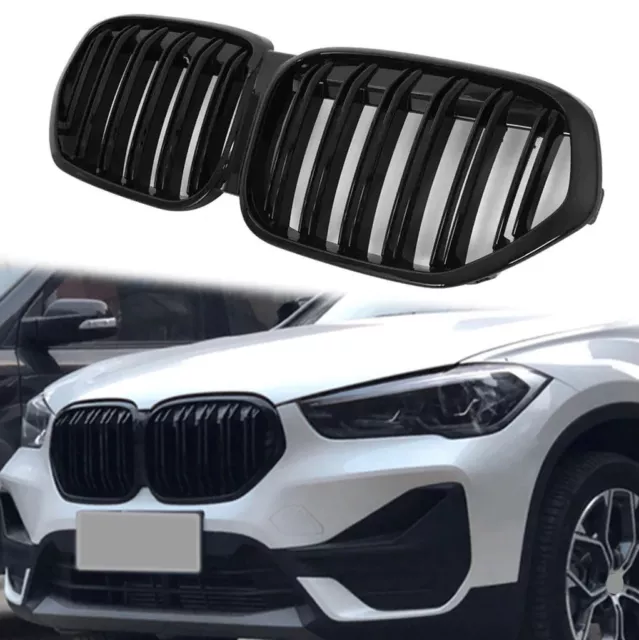 ✅ Grill Kidneys Front For BMW X1 F48 LCI Since 2019 Gloss Black Doppelsteg New ✅