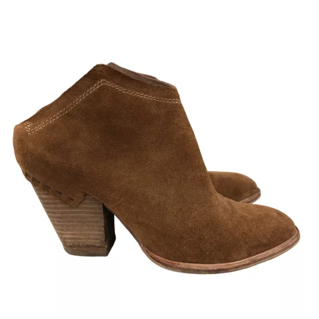 Dolce Vita Women's Size 8.5 Haku Saddle Brown Block Heel Mules Ankle Booties