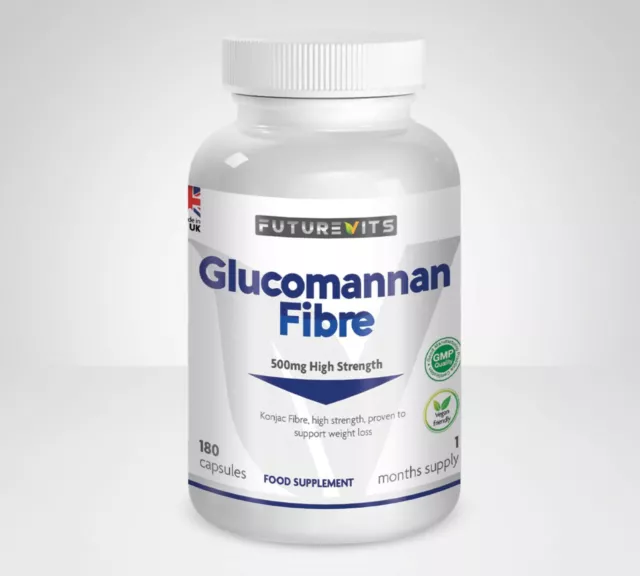 Glucomannan Konjac Fibre Capsules Weight Loss Diet 3000mg Daily Dose Futurevits