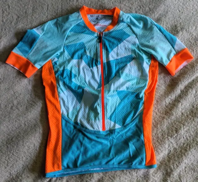 CASTELLI Rosso Corsa Cycling Jersey Womens S Race Cut Teal Orange Cycling