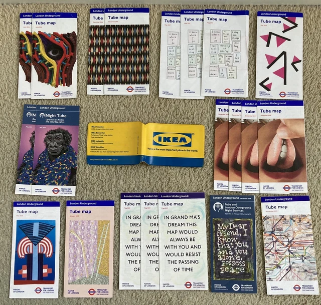 LONDON UNDERGROUND TUBE MAPS x21 20162020 & 2022 & IKEA TRAVEL CARD