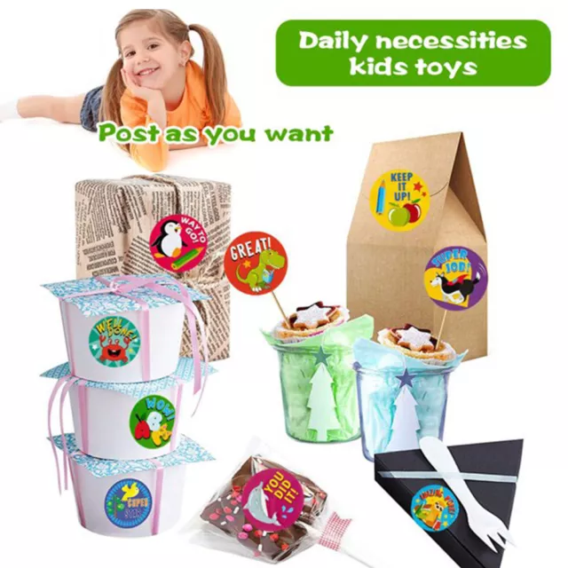 500sheets/roll Assorted Designs Stationery For Kids Round Reward Sticker DIY