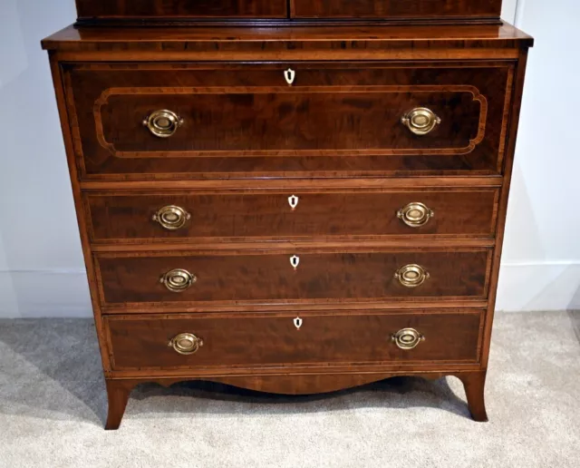 George III Secretaire Bookcase Mahogany Antique 1790 Desk 3