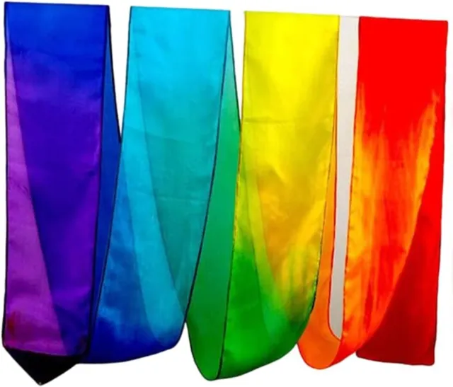 Customized 24 Piece Hand Painted Silk Flow Ribbon Streamer Worship Flags Dance