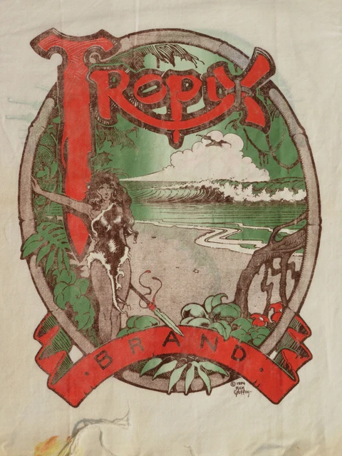RICK GRIFFIN "TROPIX Brand" Surf Wax original T-shirt test print fabric 1973 RICK GRIFFIN "TROPIX Brand" Surf Wax original T-shirt test print fabric 1973