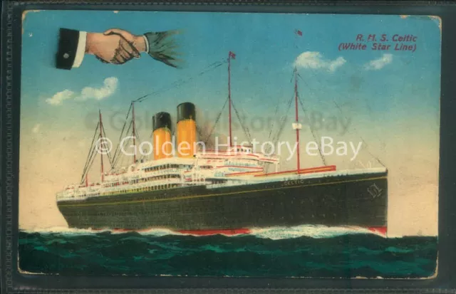 White Star Line Rms Celtic Ship Boat Shipping Picture Postcard