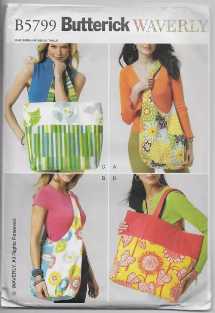 Butterick WAVERLY Sewing Pattern B5799 MARKET BAGS Shopping Totes Tote Bags