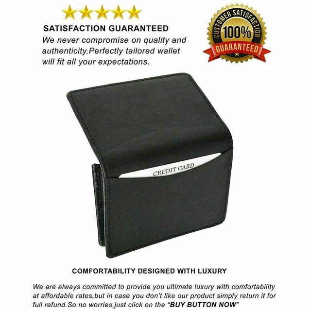 RFID Mens Slim Front Pocket Wallet Genuine Leather Bifold ID/Credit Card Holder 3