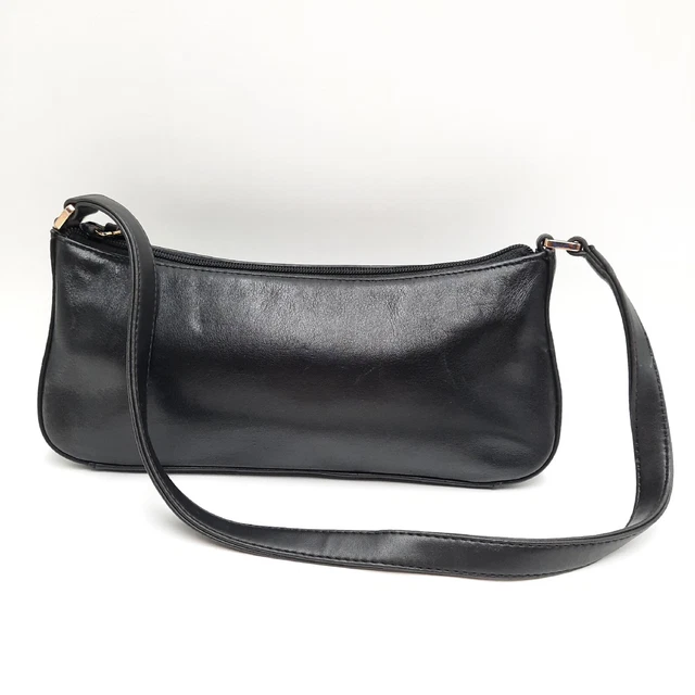 GIANI BERNINI Genuine Leather Black Shoulder Bag Handbag Purse Zip GIANI BERNINI Genuine Leather Black Shoulder Bag Handbag Purse Zip