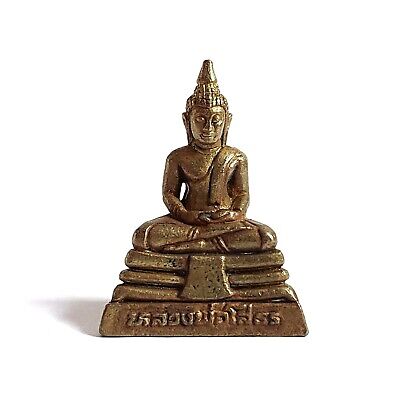 Buddha Statue Figure Thai Amulet LP Sothon 1.2" Brass Talisman
