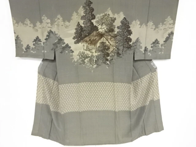 39640# Japanese Kimono / Antique Mens Juban / Tea House Pattern