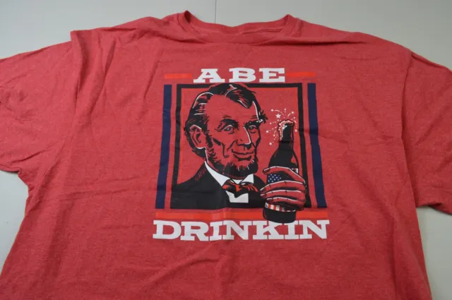 ABE Lincoln Drinkin men's red t-shirt size XL