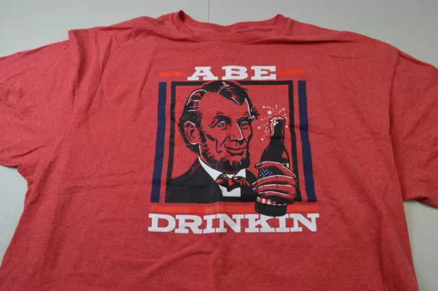 ABE Lincoln Drinkin men's red t-shirt size XL