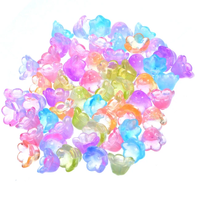 60 piezas sombrero de flores de color con degradado de cuentas de vidrio collar adorno de rosas