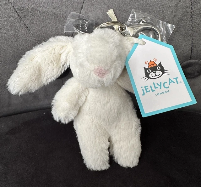 NEW JELLYCAT CREAM Bashful Bunny Bag Charm Keyring Mini Rabbit Key