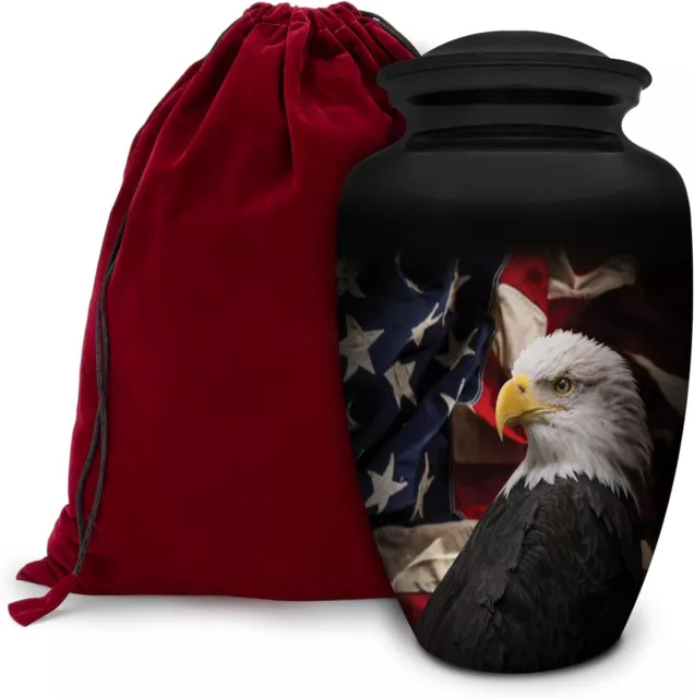 Patriotic Hearts Eagle Urn for Human Ashes | American Flag Cremation Urn Adults