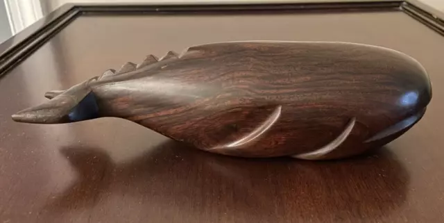 Vintage Solid Ironwood Whale Sculpture Hand Carved 8"L 2"H 3"W