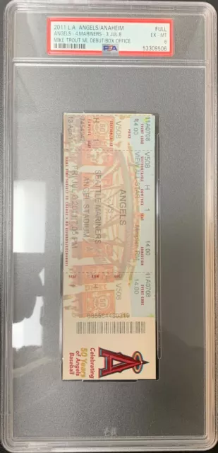 Mike Trout Los Angeles Angels 07/08/2011 MLB Debut Ticket PSA 6