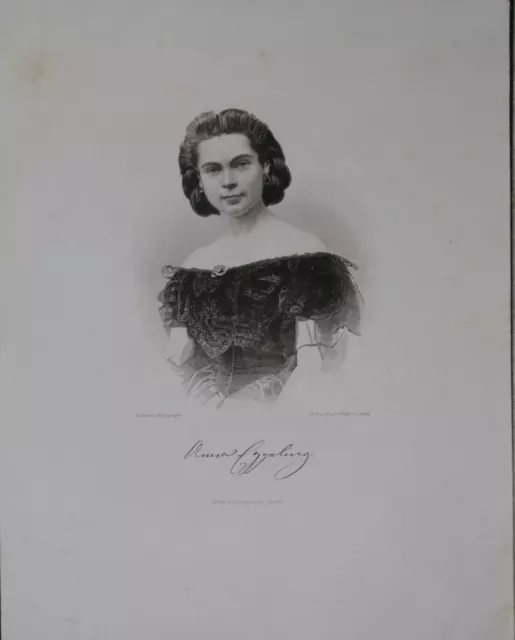 Anna Eggeling (Nato Nel 1833) Ritratto Incisione Acciaio Di Weger