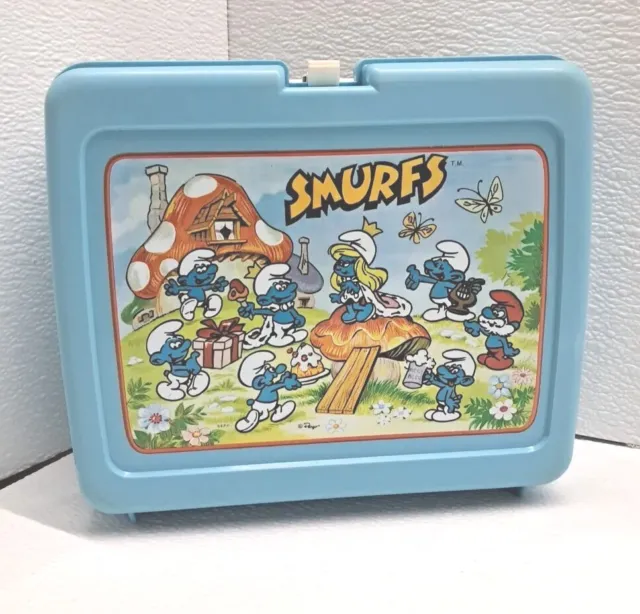 Vintage 1980s Smurfs Lunchbox by Thermos School Lunch Box Plastic No Thermos