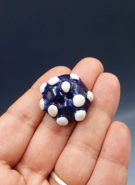 Bouton vintage parurier collection resine strass bleu bijoux 2,5 cm ref