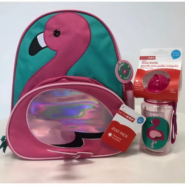 Skip Hop Children Kids Backpacks + Water bottle collection Flamingo edition set