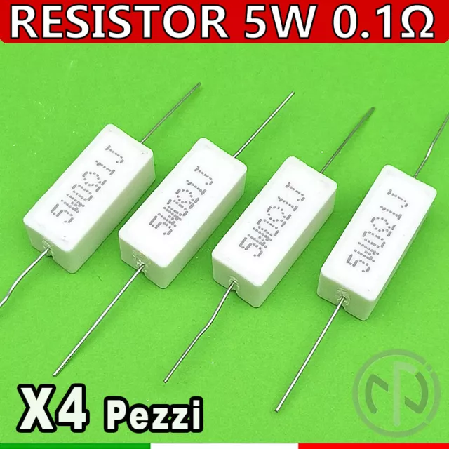 4 pz Resistenza ceramica 5W 0.1 ohm resistenze 0R1