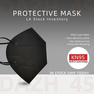 50/100Pcs Black KN95 Face Mask 5 Layer BFE 95% Disposable Respirator